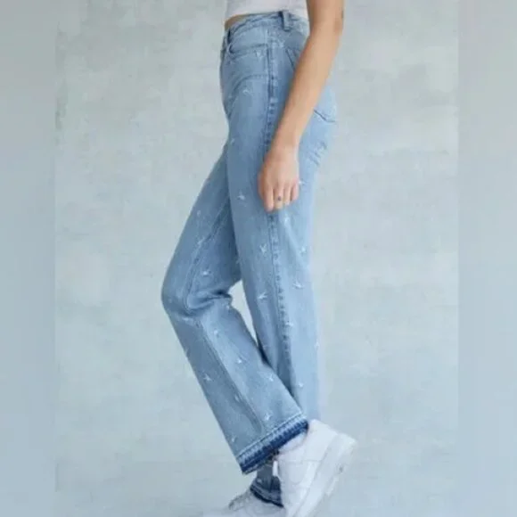 Playboy x Pacsun Raining Bunnies Sz 27 90’s Boyfriend Drop Hem Jeans 100% Cotton - Picture 8 of 8